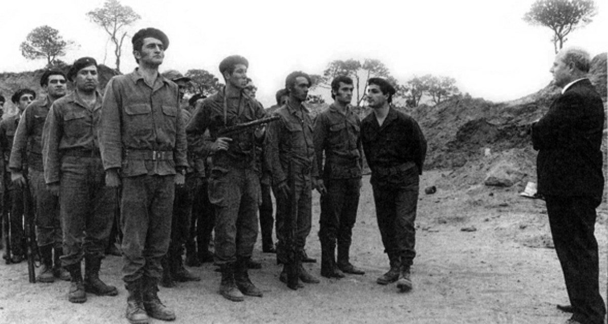 Bashir Gemayel and William Hawi inspecting the Kataeb troops x